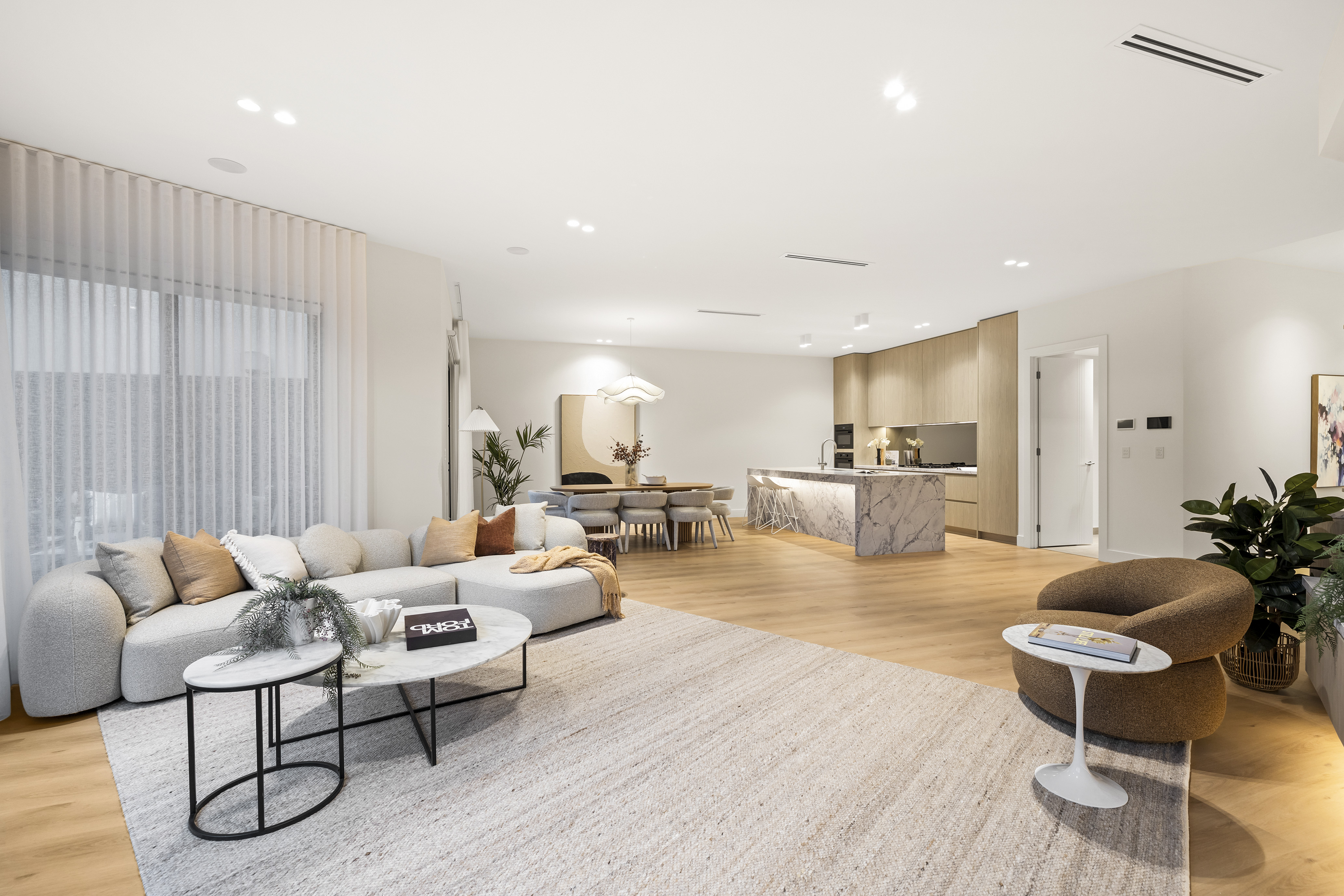 Open plan living and dining